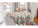 Abakuhaus Tovaglia Rotonda Boho, Fenicotteri Esotici E Foglie, Tovaglia Circolare Per Sala Da Pranzo, Decorazione Cucina, 150 Cm, Corallo Multicolore