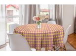 Abakuhaus Tovaglia Rotonda Geometrica A Rombi, Bicolore Argyle, Tovaglia Circolare Per Sala Da Pranzo, Decorazione Cucina, 150 Cm, Fucsia Chiaro E Senape
