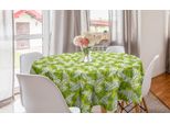 Abakuhaus Tovaglia Rotonda Esotica, Foglie Tropicali Hawaiane, Tovaglia Circolare Per Sala Da Pranzo, Decorazione Cucina, 150 Cm, Giallo, Verde, Bianco