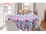 Abakuhaus Tovaglia Rotonda Blu E Rosa, Foglie Su Bolle, Tovaglia Circolare Per Sala Da Pranzo, Decorazione Cucina, 150 Cm, Multicolore