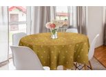 Abakuhaus Antique Oriental Tovaglia Rotonda, Motivo Floreale Margherita, Tovaglia Circolare Per Sala Da Pranzo E Cucina, 150 Cm, Bianco Caffè Chiaro