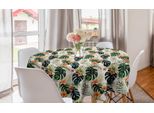 Abakuhaus Tovaglia Rotonda Con Motivo Ibisco, Fiori Tropicali Monstera, Tovaglia Circolare Per Sala Da Pranzo, Decorazione Cucina, 150 Cm, Multicolore