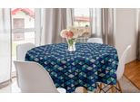 Abakuhaus Tovaglia Rotonda Astratta, Triangoli Geometrici Scuri, Tovaglia Circolare Per Sala Da Pranzo, Decorazione Cucina, 150 Cm, Blu Reale