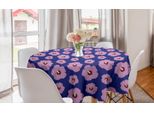 Abakuhaus Tovaglia Rotonda Con Motivo Ibisco, Fiori Luminosi Ritmici, Tovaglia Circolare Per Sala Da Pranzo, Decorazione Per Cucina, 150 Cm, Blu Scuro, Lilla Rubino