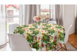 Abakuhaus Tovaglia Rotonda Con Motivo Ibisco, Fiori Tropicali E Pappagalli, Tovaglia Circolare Per Sala Da Pranzo E Cucina, 150 Cm, Multicolore