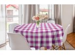 Abakuhaus Tovaglia Geometrica Rotonda, Quadrati Tartan, Tovaglia Circolare Per Sala Da Pranzo E Decorazione Della Cucina, 150 Cm, Fucsia E Viola