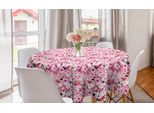 Abakuhaus Tovaglia Rotonda Con Fiori, Petali Di Farfalle, Tovaglia Circolare Per Sala Da Pranzo, Decorazione Per Cucina, 150 Cm, Bianco Rosa Vermiglio