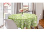 Abakuhaus Tovaglia Rotonda Botanica, Dettagli Floreali Astratti, Tovaglia Circolare Per Sala Da Pranzo, Decorazione Per Cucina, 150 Cm, Verde Mela, Arancione Pallido