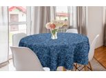 Abakuhaus Tovaglia Rotonda Asiatica, Zentangle Exotic, Tovaglia Circolare Per Sala Da Pranzo, Decorazione Cucina, 150 Cm, Azzurro Pallido Blu Navy