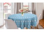 Abakuhaus Tovaglia Rotonda Astratta, Motivi A Rombi In Tonalità Pastello, Tovaglia Circolare Per Sala Da Pranzo, Decorazione Per Cucina, 150 Cm, Azzurro Pallido E Bianco