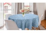 Abakuhaus Tovaglia Rotonda Astratta, Motivo A Spirale Labirintico, Tovaglia Circolare Per Sala Da Pranzo E Cucina, 150 Cm, Blu Mare E Bianco