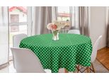 Abakuhaus Tovaglia Rotonda Astratta Verde, Motivo A Pois, Tovaglia Circolare Per Sala Da Pranzo, Decorazione Cucina, 150 Cm, Verde E Bianco