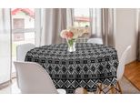 Abakuhaus Tovaglia Rotonda Tribale, Motivi Primitivi, Tovaglia Circolare Per Sala Da Pranzo, Decorazione Cucina, 150 Cm, Grigio Antracite Bianco