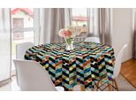 Abakuhaus Tovaglia Rotonda Astratta, Cerchi Retrò Intrecciati, Tovaglia Circolare Per Sala Da Pranzo E Decorazione Della Cucina, 150 Cm, Multicolore