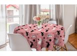 Abakuhaus Tovaglia Rotonda Con Coniglietti, Arte Creativa E Divertente Con Coniglietti, Tovaglia Circolare Per Decorare La Sala Da Pranzo E La Cucina, 150 Cm, Rosa-Grigio