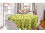 Abakuhaus Tovaglia Rotonda A Pois Gialli, Blots, Tovaglia Circolare Per Sala Da Pranzo, Decorazione Cucina, 150 Cm, Senape E Turchese