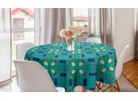 Abakuhaus Tovaglia Geometrica Rotonda, Forme Su Sfondo Scuro Seafoam, Tovaglia Circolare Per Sala Da Pranzo, Decorazione Cucina, 150 Cm, Scuro Seafoam Quartz