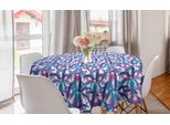 Abakuhaus Tovaglia Rotonda Con Foglie Della Giungla, Foglie Tropicali, Tovaglia Circolare Per Sala Da Pranzo, Decorazione Per Cucina, 150 Cm, Blu Mare Fucsia