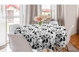 Abakuhaus Tovaglia Rotonda Con Ossa, Cuccioli E Zampe Monocromatici, Tovaglia Circolare Per Sala Da Pranzo, Decorazione Per Cucina, 150 Cm, Grigio Antracite E Bianco