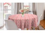 Abakuhaus Tovaglia Rotonda Russa, Motivi Slavi Monocromatici, Tovaglia Circolare Per Sala Da Pranzo, Decorazione Per Cucina, 150 Cm, Vermiglio E Bianco