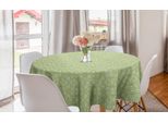 Abakuhaus Tovaglia Rotonda Astratta, Damasco Monocromatico Misto, Tovaglia Circolare Per Sala Da Pranzo, Decorazione Cucina, 150 Cm, Verde Oliva Chiaro E Bianco