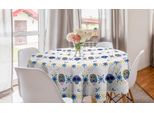 Abakuhaus Cinco De Mayo Tovaglia Rotonda, Teschi, Ossa, Fiori, Tovaglia Circolare Per Sala Da Pranzo, Decorazione Per Cucina, 150 Cm, Blu Azzurro Multicolore