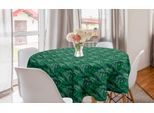 Abakuhaus Hawaiano Tovaglia Rotonda, Foglie Della Foresta Pluviale Tropicale, Tovaglia Circolare Per Sala Da Pranzo Decorazione Della Cucina, 150 Cm, Verde Bosco Verde Mare