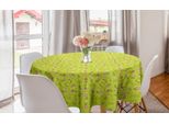 Abakuhaus Tovaglia Rotonda Con Motivi Floreali, Allegri Motivi Astratti Flora Dots, Tovaglia Circolare Per Sala Da Pranzo E Cucina, 150 Cm, Giallo Verde Cipria