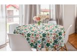 Abakuhaus Tovaglia Rotonda Primaverile, Childish Folk Flowers, Tovaglia Circolare Per Sala Da Pranzo, Decorazione Per Cucina, 150 Cm, Verde Acqua Vermiglio