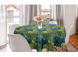 Abakuhaus Tovaglia Rotonda Con Foglie, Palma Della Foresta Pluviale E Monstera, Tovaglia Circolare Per Sala Da Pranzo, Decorazione Per Cucina, 150 Cm, Verde Oliva Scuro Verde Acqua