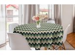 Abakuhaus Tovaglia Rotonda Astratta, Zigzag Ondulati Continui, Tovaglia Circolare Per Sala Da Pranzo, Decorazione Cucina, 150 Cm, Verde Alloro