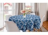 Abakuhaus Tovaglia Rotonda Botanica, Fiori Monocromatici Blu, Tovaglia Circolare Per Sala Da Pranzo, Decorazione Cucina, 150 Cm, Viola, Blu E Bianco