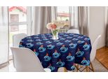 Abakuhaus Tovaglia Rotonda Mare, Barche Su Onde Ondulate, Tovaglia Circolare Per Sala Da Pranzo E Decorazione Cucina, 150 Cm, Vermiglio E Blu Notte