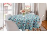Abakuhaus Tovaglia Rotonda Ciliegia, Colori Astratti Frutta Estiva, Tovaglia Circolare Per Sala Da Pranzo, Decorazione Cucina, 150 Cm, Azzurro E Multicolore