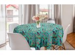 Abakuhaus Tovaglia Rotonda Con Piume, Motivo Tribale Etnico, Tovaglia Circolare Per Sala Da Pranzo, Decorazione Per Cucina, 150 Cm, Seafoam E Multicolore