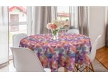 Abakuhaus Tovaglia Rotonda Dai Colori Tenui, Charming Butterflies, Tovaglia Circolare Per Decorare La Sala Da Pranzo E La Cucina, 150 Cm, Grigio Chiaro E Multicolore