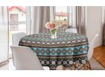 Abakuhaus Tovaglia Rotonda Azteca, Motivi Vintage Scandinavi, Tovaglia Circolare Per Sala Da Pranzo E Cucina, 150 Cm, Multicolore