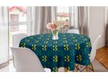 Abakuhaus Tovaglia Rotonda Moderna, Stile Memphis Zigzag, Tovaglia Circolare Per Sala Da Pranzo E Decorazione Cucina, 150 Cm, Petrolio, Blu, Giallo