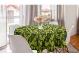 Abakuhaus Tovaglia Rotonda Con Motivi Floreali, Fiori E Foglie Hawaiani, Tovaglia Circolare Per Sala Da Pranzo E Cucina, 150 Cm, Verde Bosco Verde Mela