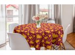Abakuhaus Tovaglia Rotonda Per San Valentino, Forme Di Cuori Scarabocchiati, Tovaglia Circolare Per Decorare La Sala Da Pranzo E La Cucina, 150 Cm, Arancione Magenta Scuro