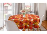 Abakuhaus Tovaglia Rotonda Arancione, Papaveri Boemi Antichi, Tovaglia Circolare Per Sala Da Pranzo, Decorazione Cucina, 150 Cm, Arancione Bruciato E Bianco