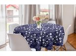 Abakuhaus Tovaglia Rotonda Botanica, Fiori E Denti Di Leone, Tovaglia Circolare Per Sala Da Pranzo, Decorazione Cucina, 150 Cm, Indaco E Bianco