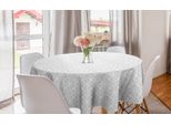 Abakuhaus Tovaglia Rotonda Grigio Damasco, Motivo Floreale Astratto, Tovaglia Circolare Per Sala Da Pranzo E Cucina, 150 Cm, Grigio Chiaro E Bianco
