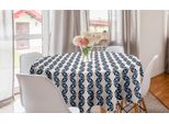 Abakuhaus Tovaglia Rotonda Astratta, Triangoli Ondulati Verticali, Tovaglia Circolare Per Sala Da Pranzo, Decorazione Cucina, 150 Cm, Indaco E Champagne