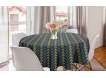 Abakuhaus Tovaglia Rotonda Astratta, Triangoli Colorati, Tovaglia Circolare Per Sala Da Pranzo E Cucina, 150 Cm, Senape E Verde Acqua