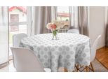 Abakuhaus Tovaglia Rotonda Grigio Damasco, Motivo Floreale A Pois, Tovaglia Circolare Per Sala Da Pranzo, Decorazione Cucina, 150 Cm, Grigio Chiaro Bianco