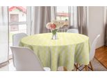 Abakuhaus Tovaglia Rotonda Astratta, Forme Romboidali Come Stelle, Tovaglia Circolare Per Sala Da Pranzo, Decorazione Cucina, 150 Cm, Crema Pastello Giallo E Bianco