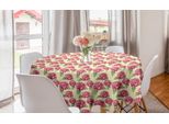 Abakuhaus Tovaglia Rotonda Rosa, Concetto Romantico Fiori Delicati, Tovaglia Circolare Per Sala Da Pranzo Decorazione Cucina, 150 Cm, Crema Pistacchio
