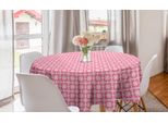 Abakuhaus Tovaglia Rotonda Astratta, Decorazioni Retrò Colorate, Tovaglia Circolare Per Sala Da Pranzo, Decorazione Per Cucina, 150 Cm, Rosa Pastello-Rosa