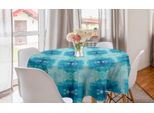 Abakuhaus Tovaglia Rotonda Astratta, Motivo Acquatico Grafico, Tovaglia Circolare Per Sala Da Pranzo, Decorazione Cucina, 150 Cm, Verde Acqua E Blu Mare